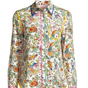 Tory Burch Contrast Binding Printed silk blouse